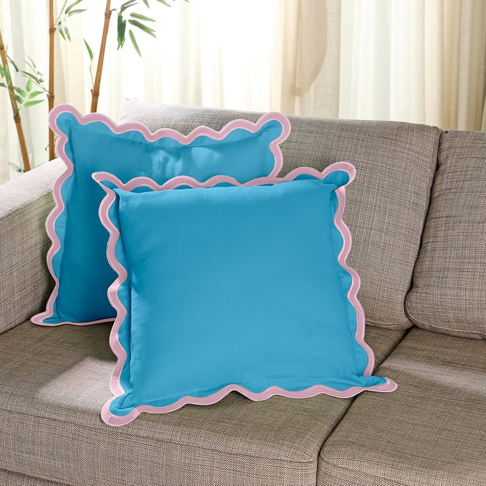 Folkulture Throw Pillow Covers 20x20 Decorative Pillow Covers Set of 2, Cotton, Blue Throw Pillow... | Amazon (US)