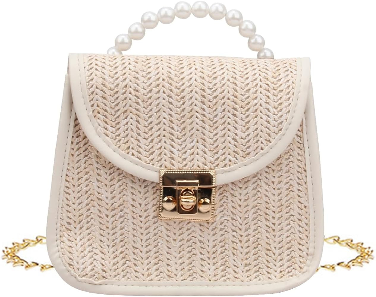 Mini Straw Bag for Girls, Summer Woven Crossbody Shoulder Bag for Women, Small Pearl Top Handle H... | Amazon (US)