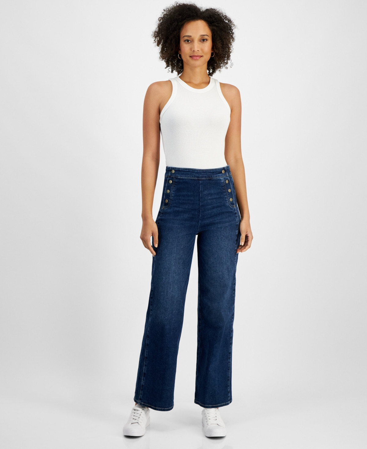 Nautica Jeans Women's Side-Zip Wide-Leg Sailor Jeans - Medium Blue | Macy's
