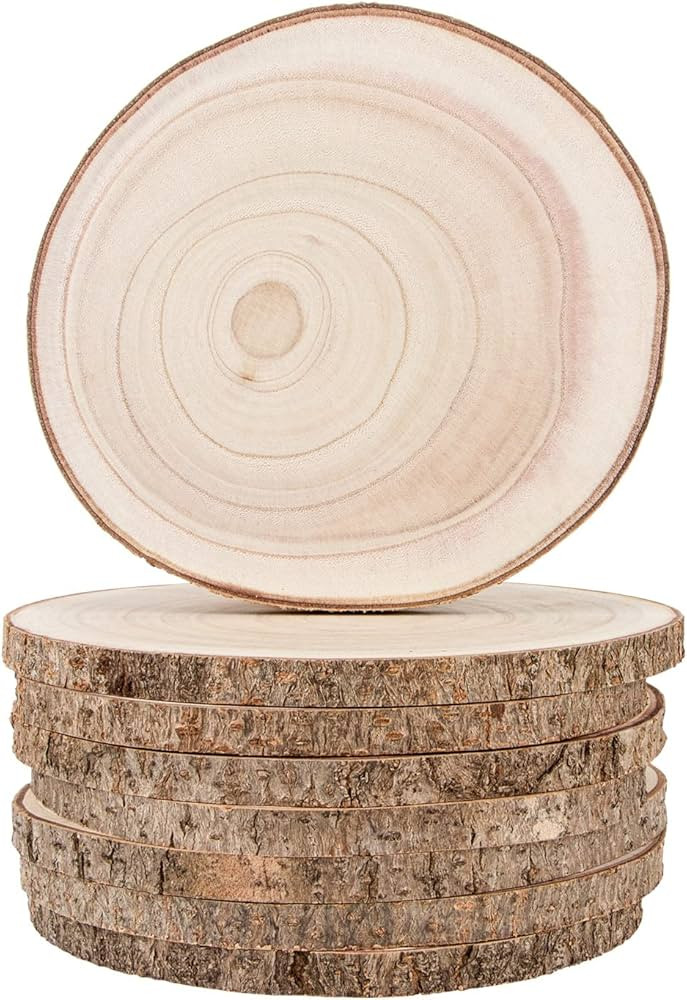 Maputune 8 Pcs 7 - 8 inches Large Unfinished Wood Slices for Centerpieces, Natural Rustic Wooden ... | Amazon (US)