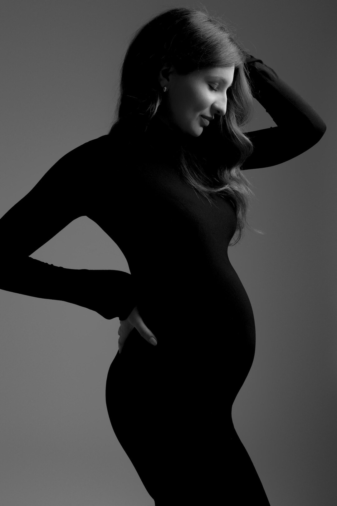 Maeve Noira Chic Black Turtleneck Maternity Gown Photoshoots Elegant Pregnancy Dress Stylish Mom-... | Etsy (US)