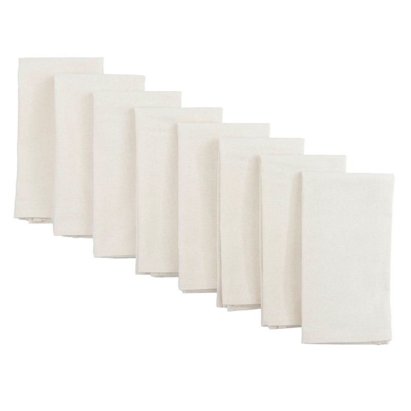 Set of 8 Ivory Cotton Napkins, 18" | At Home