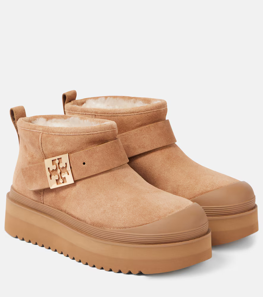 Tory Burch Mellow shearling-lined suede platform ankle boots | Mytheresa (US/CA)
