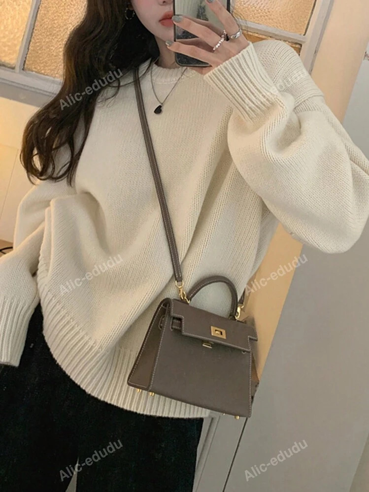 Solid Drop Shoulder Oversized Sweater | SHEIN