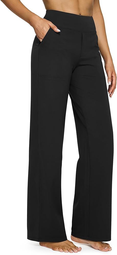 G4Free Yoga Pants Women Wide Leg Pants with Pockets High Waist Stretch Dress Casual Sweatpants Pe... | Amazon (US)