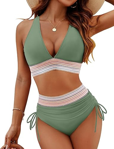 Amazon.com: Blooming Jelly Womens High Waisted Bikini Sets Tummy Control Bathing Suit Two Piece C... | Amazon (US)