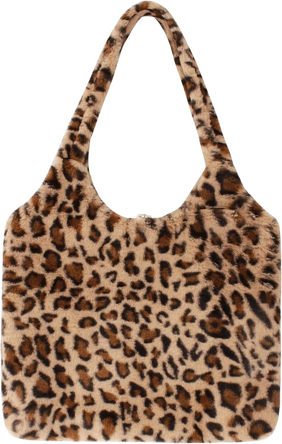 Women Ladies Cute Bear Plush Shoulder Bag Large Tote Handbag Purse Faux Fur Shopping Dating Bag | Amazon (US)