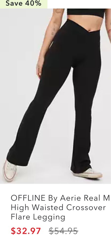 Aerie end of season sale on all their leggings!!! these crossover flare legging yoga pants are their bestselling workout pant. 

#LTKfitness #LTKHoliday #LTKsalealert