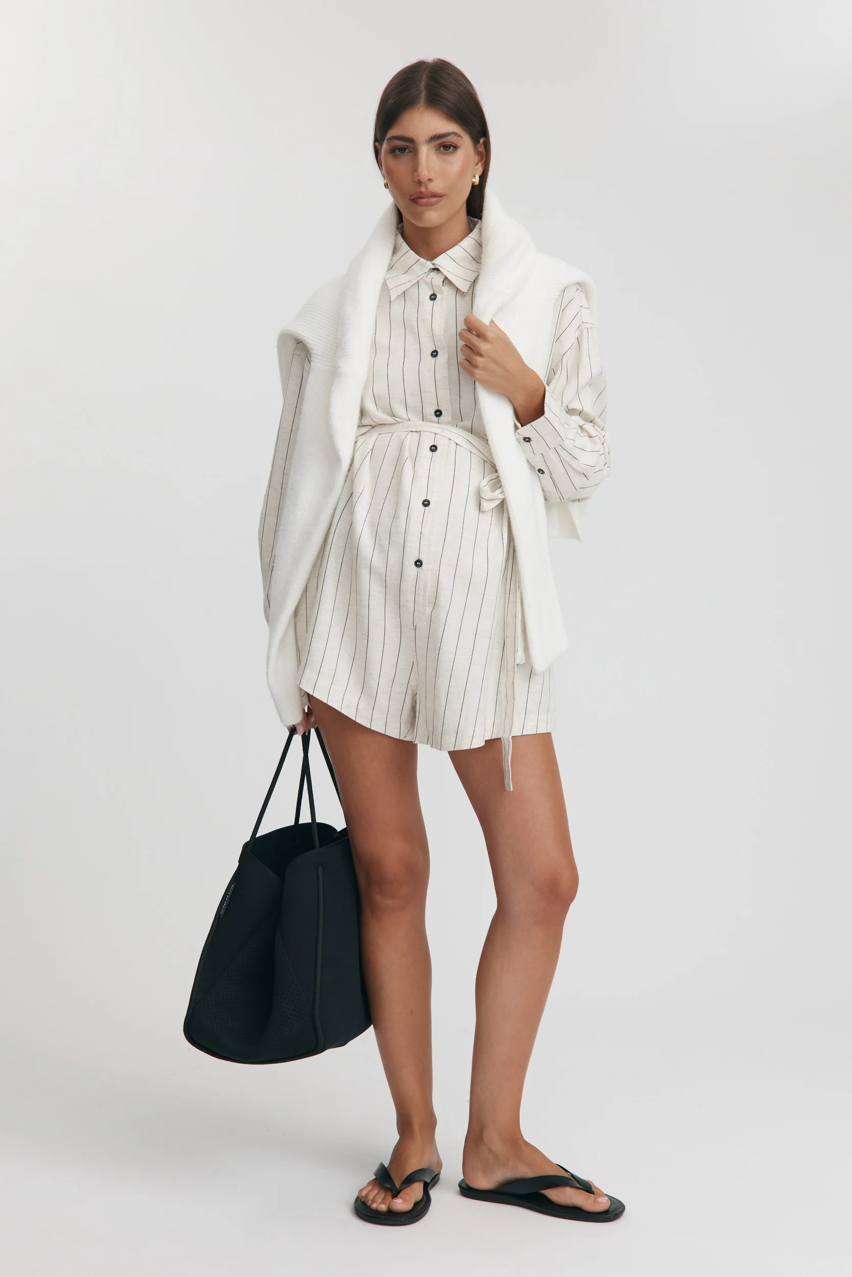 Foundation Romper (Natural/Black Stripe) | Legoe Heritage Maternity APAC