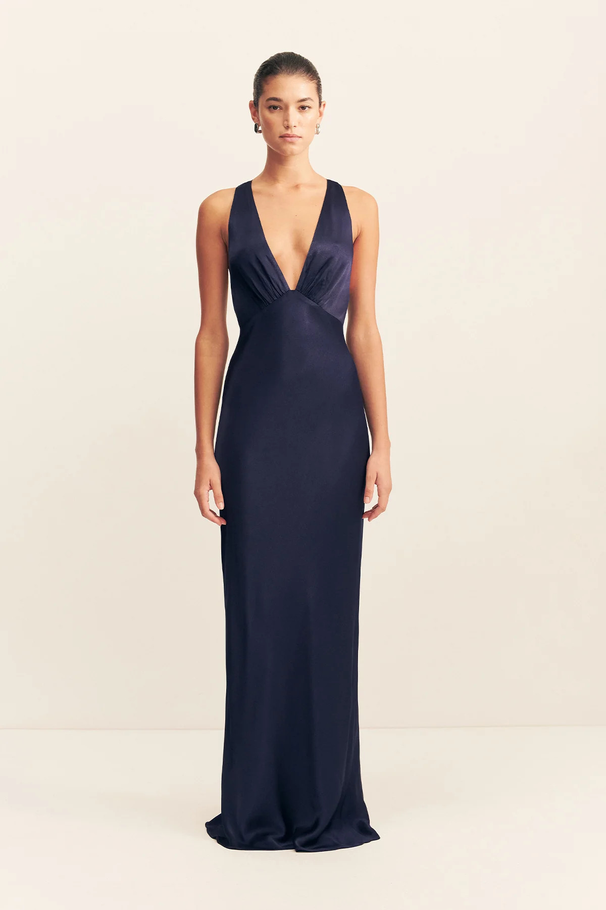 La Lune Plunged Cross Back Maxi Dress | Midnight | Dresses | Shona Joy | Shona Joy
