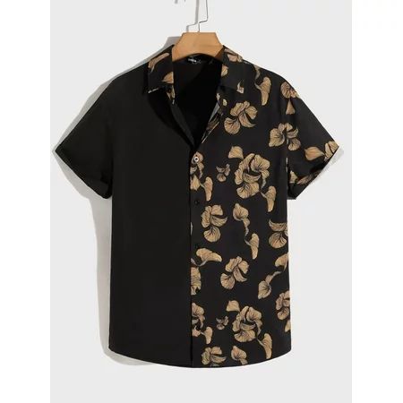 Black Vacation Men Floral Print Shirt S(36) Y22018-2 | Walmart (US)