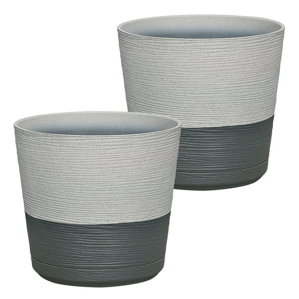 Better Homes & Gardens Hunter Black Resin Planter with Saucer, 12x12x11.2in, 2pcs - Walmart.com | Walmart (US)