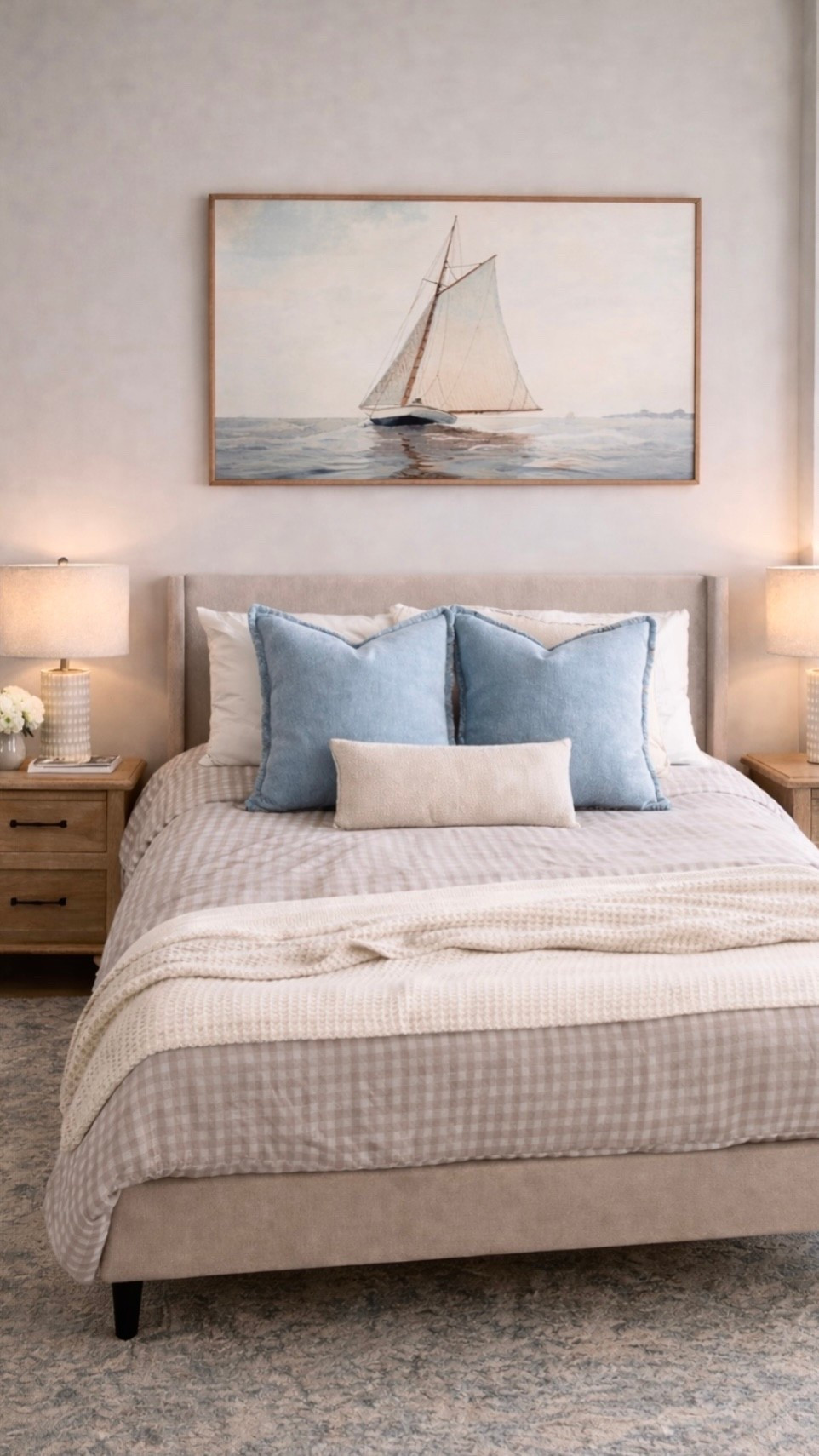COZY BEDROOM FAVORITES
All you need for a relaxing room💙
#bedroom #art #lamps 
#bluepillows #nightstand #sheets #cover

#LTKHome