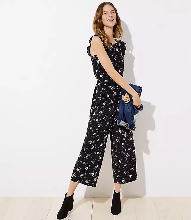 Floral Flutter Drawstring Jumpsuit | LOFT