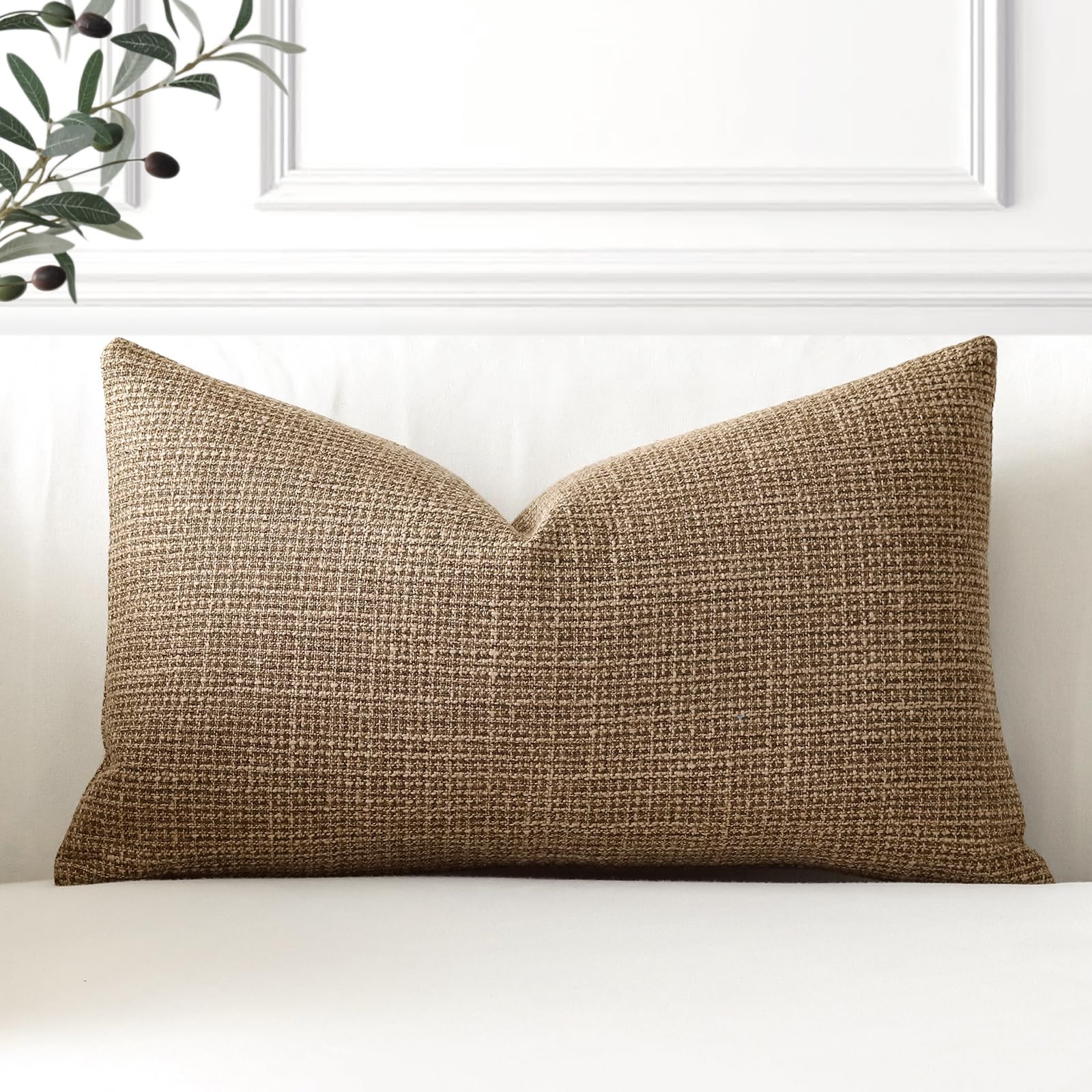 OTOSTAR Linen Throw Pillow Cover Set of 1 Decorative Lumbar Pillowcases Cushion Covers 12x20 Inch... | Amazon (US)