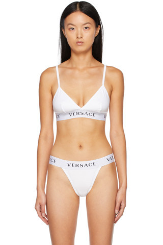 White Logo Triangle Bralette | SSENSE