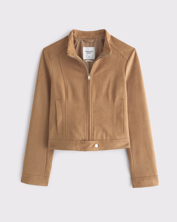 Slim Vegan Suede Mockneck Jacket | Abercrombie & Fitch (US)