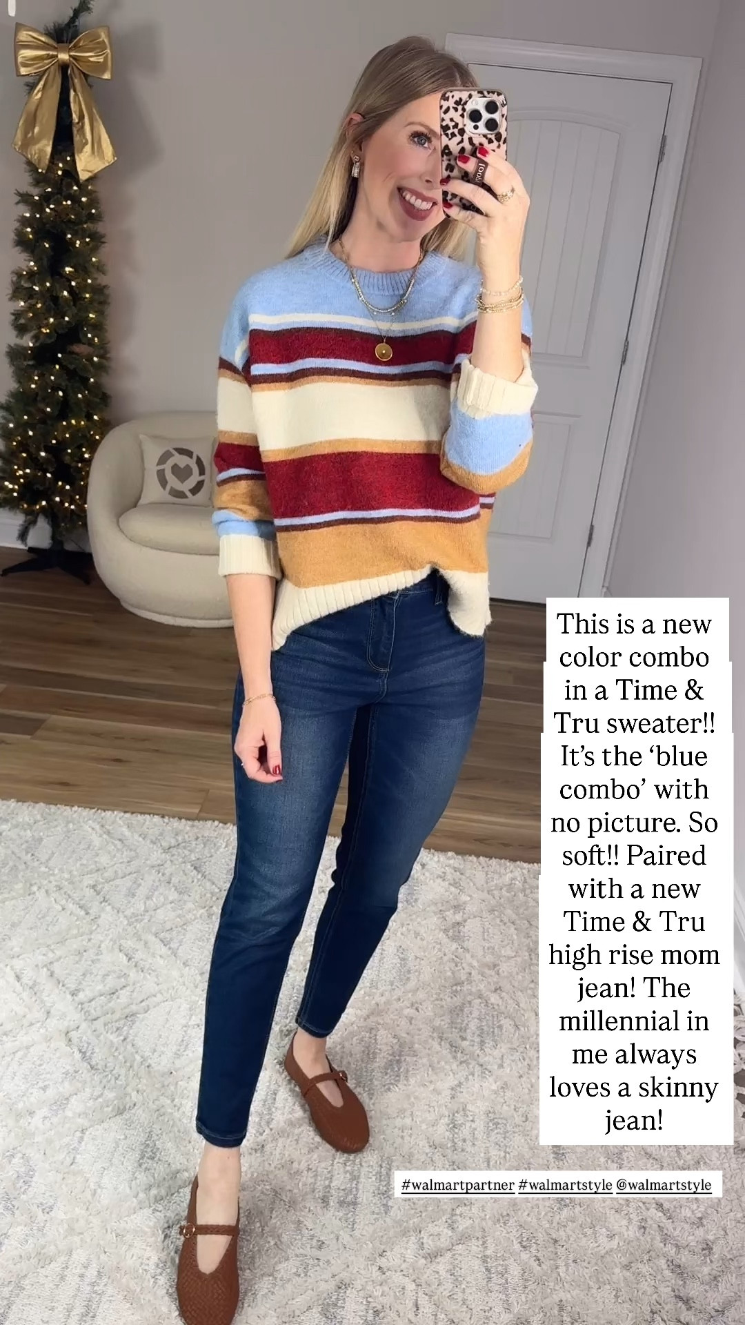 Weekend Walmart Wins try-on
How good is this Time & Tru
Color combo!
Striped sweater- Small
Mom jeans- 4

#walmartpartner #walmartstyle @walmartstyle