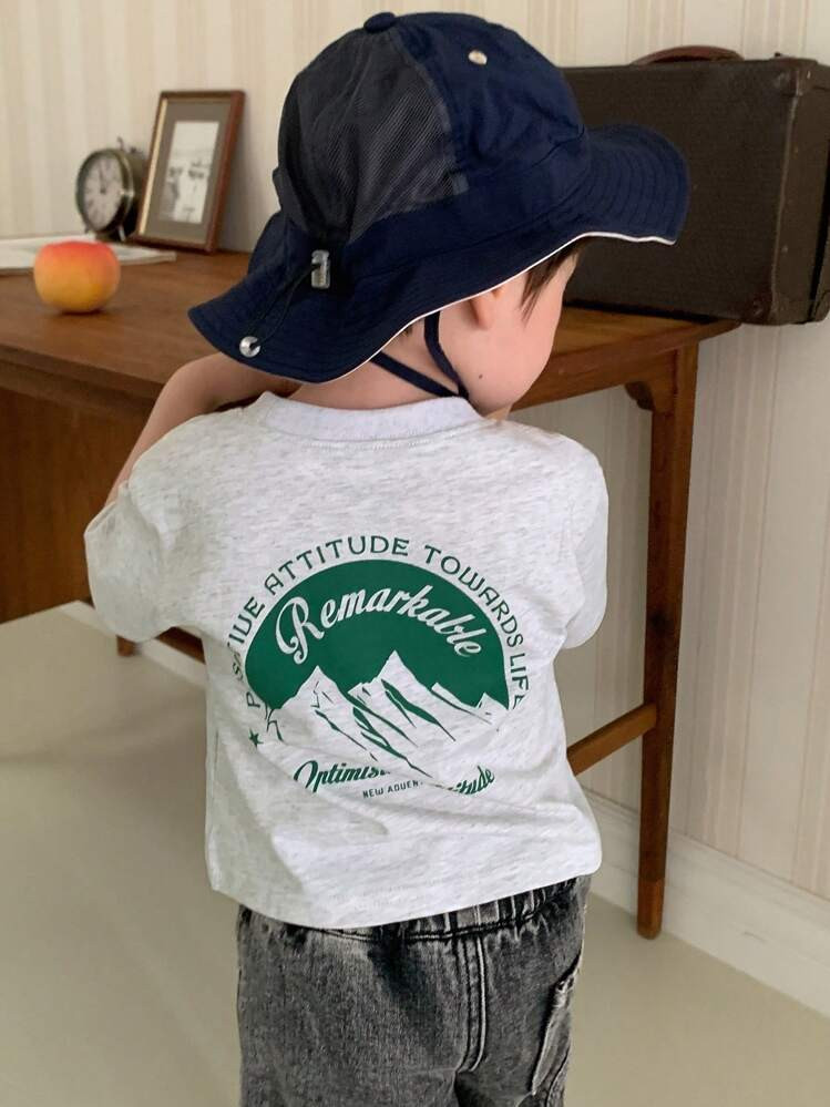 Hapijoa Toddler Boy Casual Printed Round Neck Short Sleeve T-Shirt | SHEIN