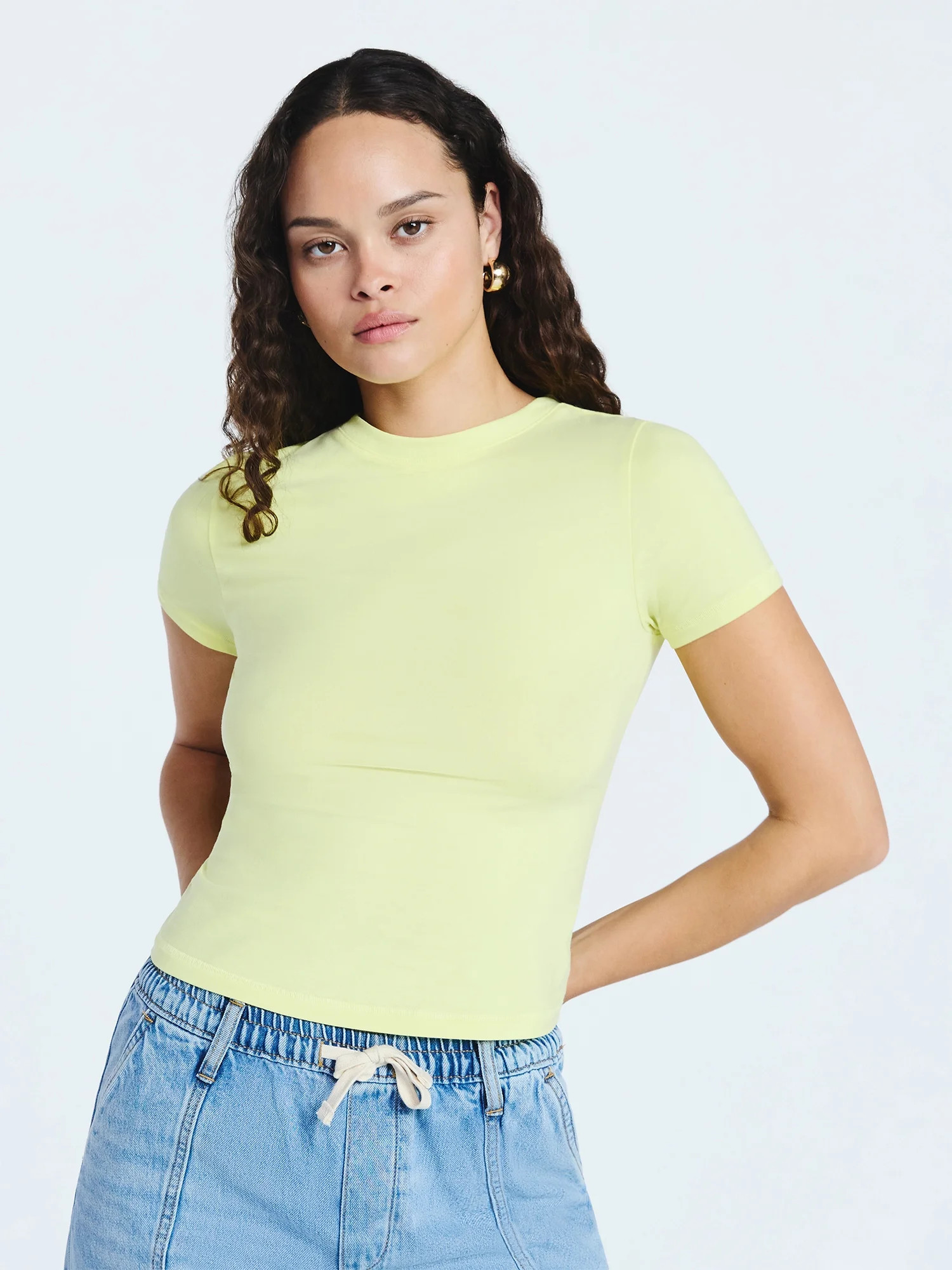 Scoop Women's Ultimate Refined Jersey Knit Fitted Baby Tee, Sizes XS-XXL | Walmart (US)