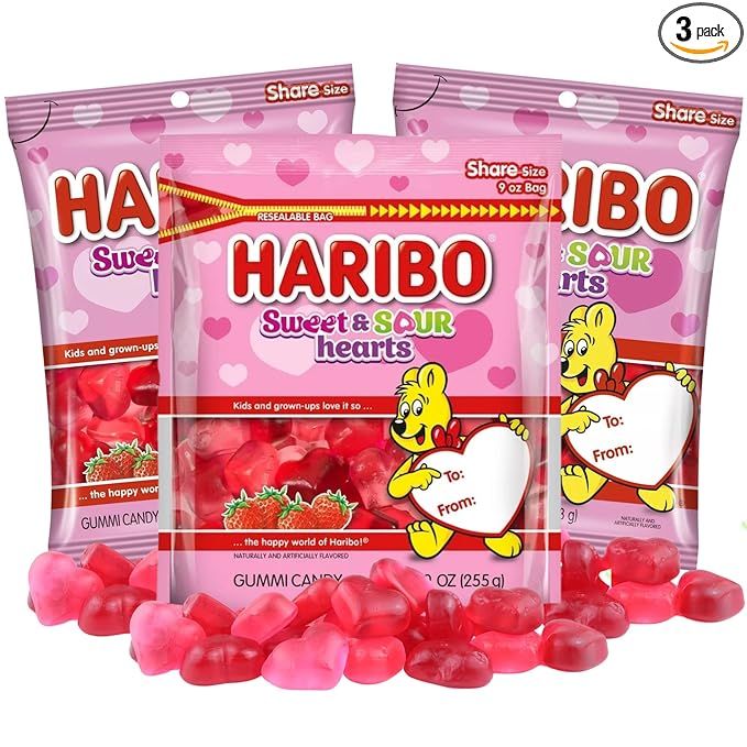 Valentine's Day 2024 Limited Edition Sweet and Sour Gummy Hearts, Bulk Assorted Fruit Flavored Re... | Amazon (US)