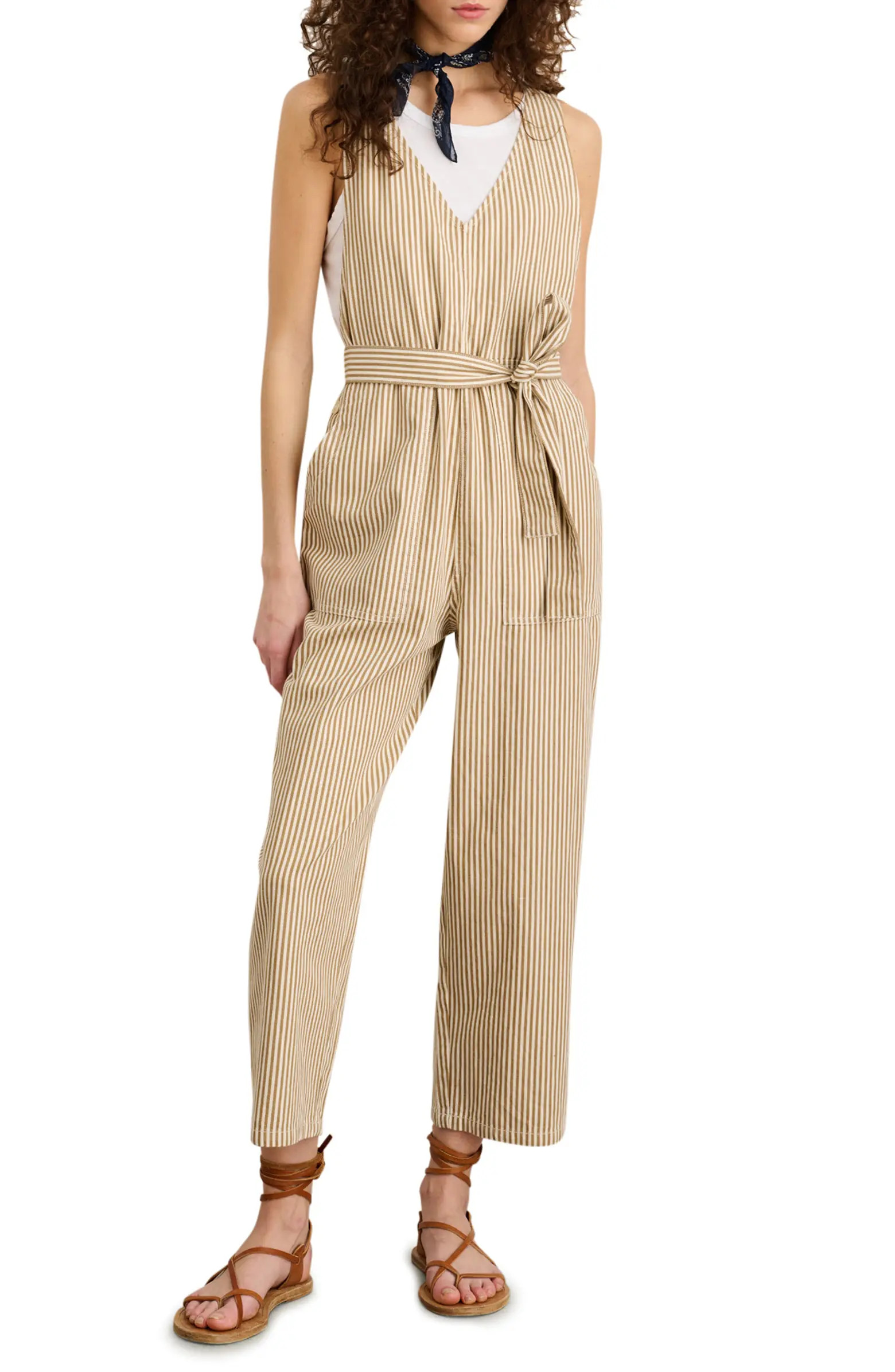 Ollie Railroad Stripe Cotton Overalls | Nordstrom