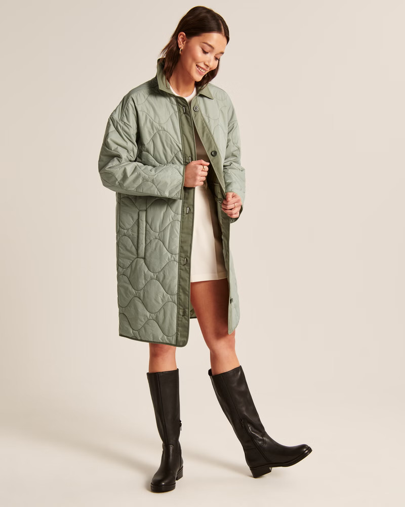 Women's Long-Length Quilted Liner Jacket | Women's Coats & Jackets | Abercrombie.com | Abercrombie & Fitch (US)