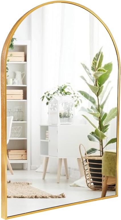 Amgngala Arched Mirror, 24"x36" Bathroom Wall Mounted Mirror, Gold Vanity Mirror with Metal Frame... | Amazon (US)