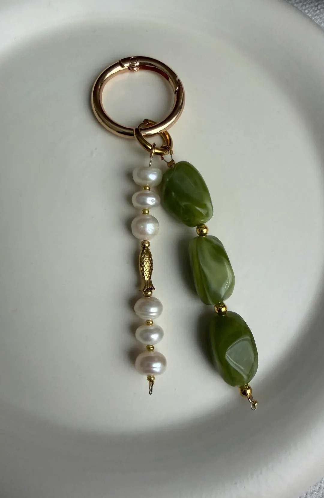 Freshwater Pearl Bag Charm: Gold Fish Accent, Acrylic Beaded Purse Jewelry - Etsy | Etsy (Global)