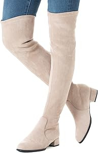 Mtzyoa Thigh High Block Heel Boot Women Pointed Toe Stretch Over The Knee Boots | Amazon (US)