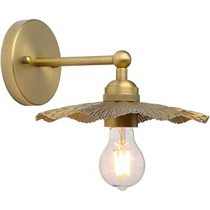 Pathson Vintage Metal Wall Sconce Brass Finished, Flower Shape Split Design Wall Lamp Fixture, Home  | Amazon (US)