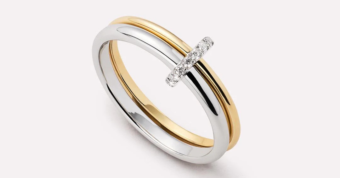 Two Tone Diamond Link Ring | Ana Luisa