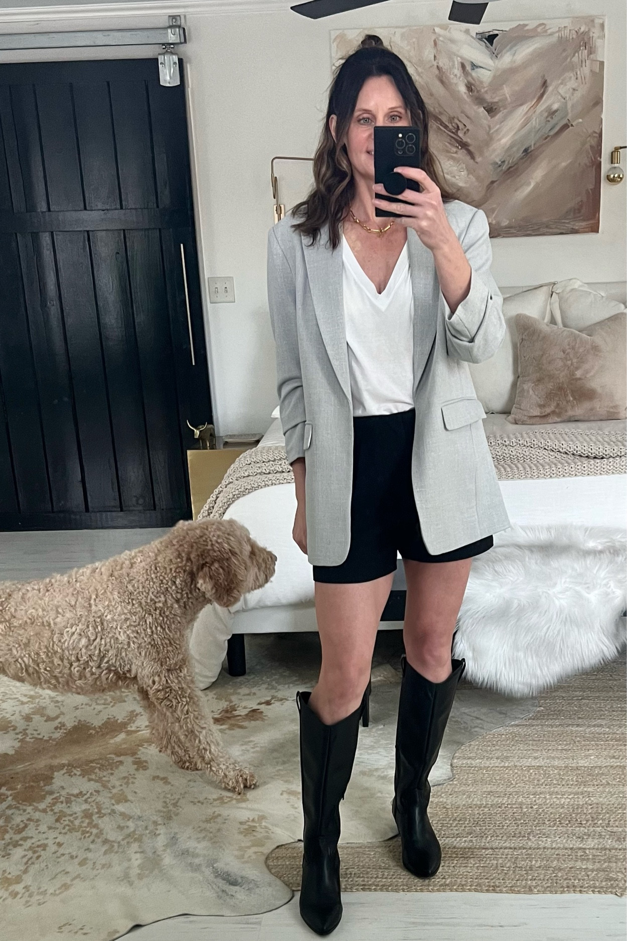 Wearing 4 in shorts & large in t-shirt for oversized fit. M in blazer. Everything runs tts

#LTKSeasonal #LTKunder50 #LTKunder100
