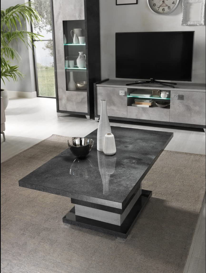 7star Hilton High Gloss Lacquered Wood with Chrome Finish Italian Grey Coffee table | Amazon (UK)
