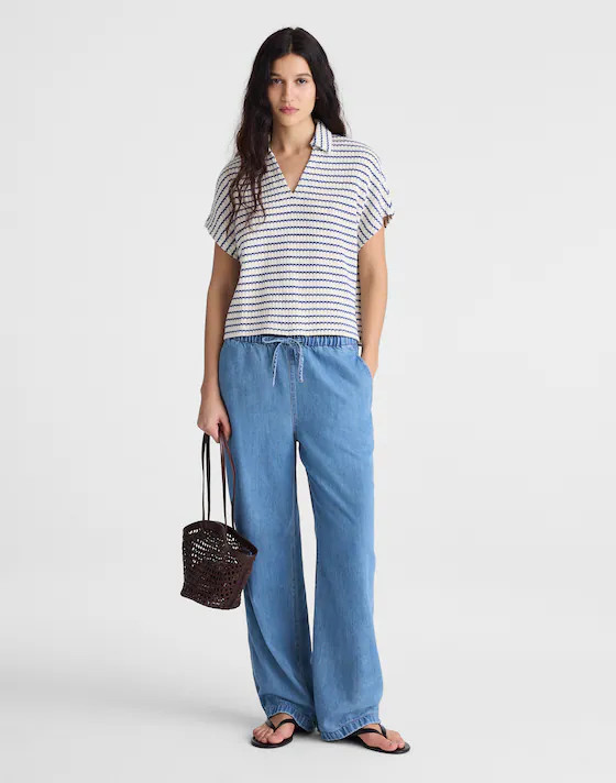 Textured-Knit Johnny-Collar Shirt | Madewell