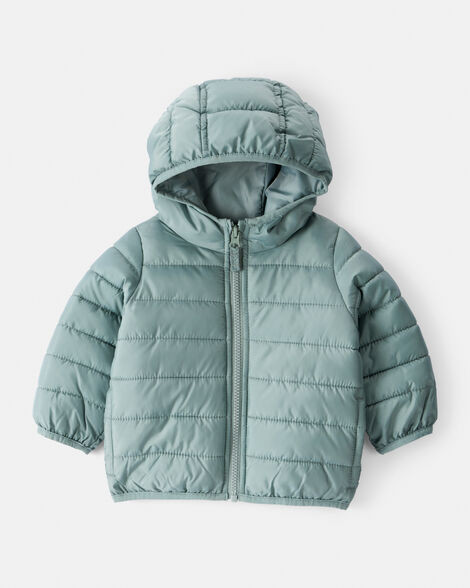 Baby Hooded Puffer Jacket - Green | Carter's Inc