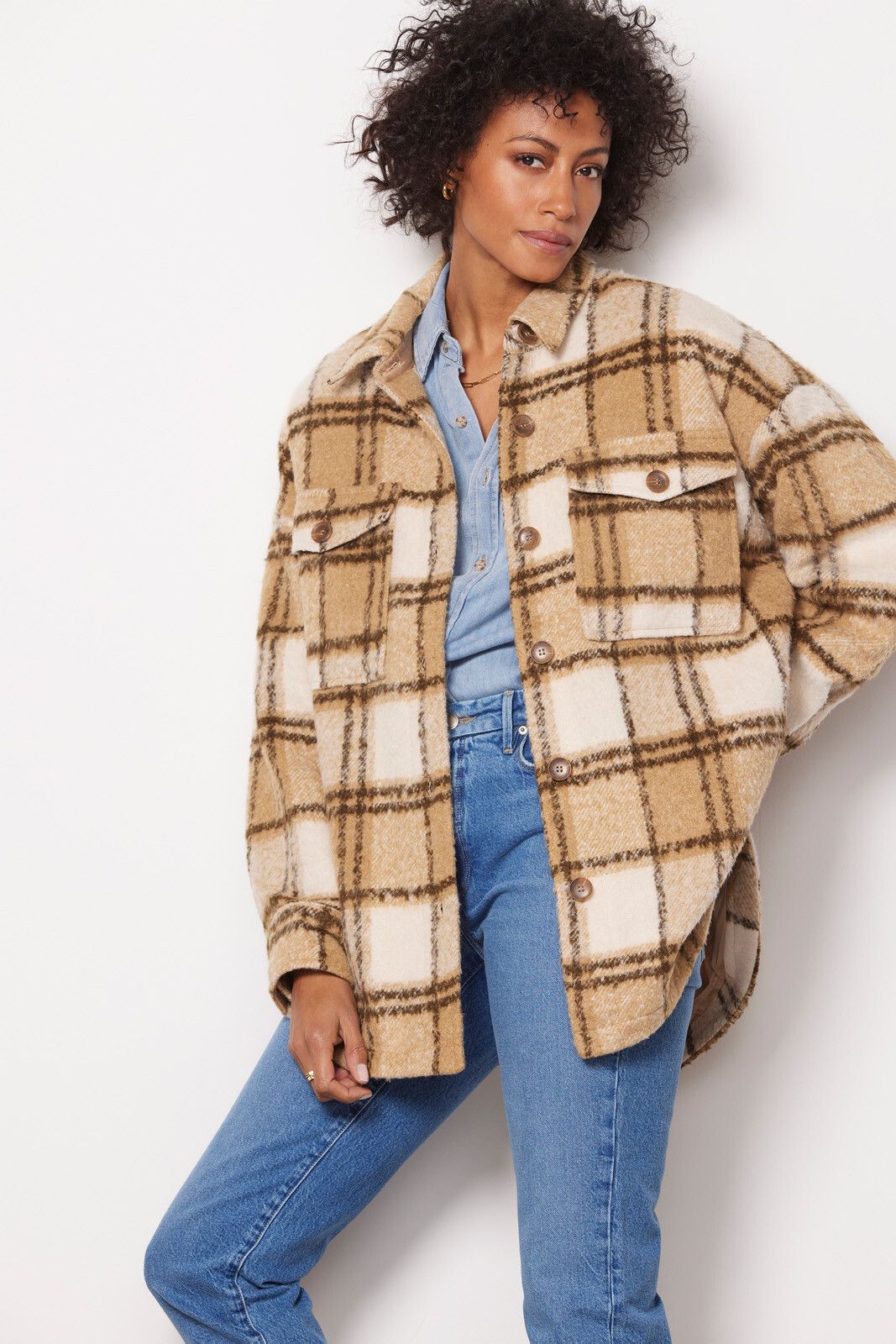 GOOD AMERICAN Plaid Shacket | EVEREVE | Evereve