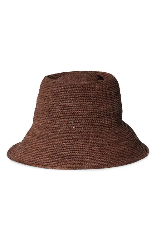 Janessa Leoné Felix Crochet Raffia Bucket Hat in Dark Earth at Nordstrom, Size Medium | Nordstrom
