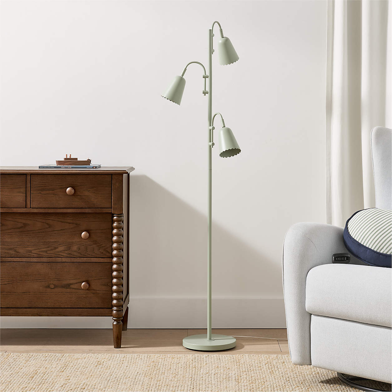 Sadie Scalloped Sage Kids Floor Lamp | Crate & Kids | Crate & Barrel