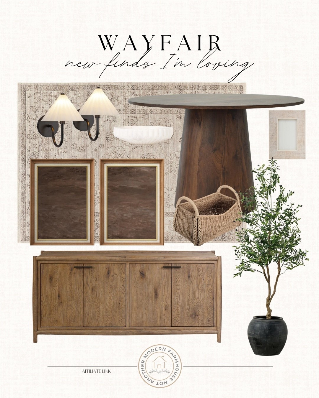Wayfair finds I’m loving lately. 🤎 Warm wood tones, vintage-inspired accents, and timeless pieces that make a space feel collected.


Wayfair home decor, modern organic home, warm wood furniture, neutral home aesthetic, vintage inspired decor, wood sideboard cabinet, round wood dining table, neutral area rug vintage, gallery wall frames, wall sconce lighting, woven storage basket, faux olive tree decor, classic home styling, cozy home interior, earthy home decor, organic modern style, neutral living room ideas, elevated home finds, wayfair furniture finds, timeless home decor.

#LTKSaleAlert #LTKHome #LTKSeasonal