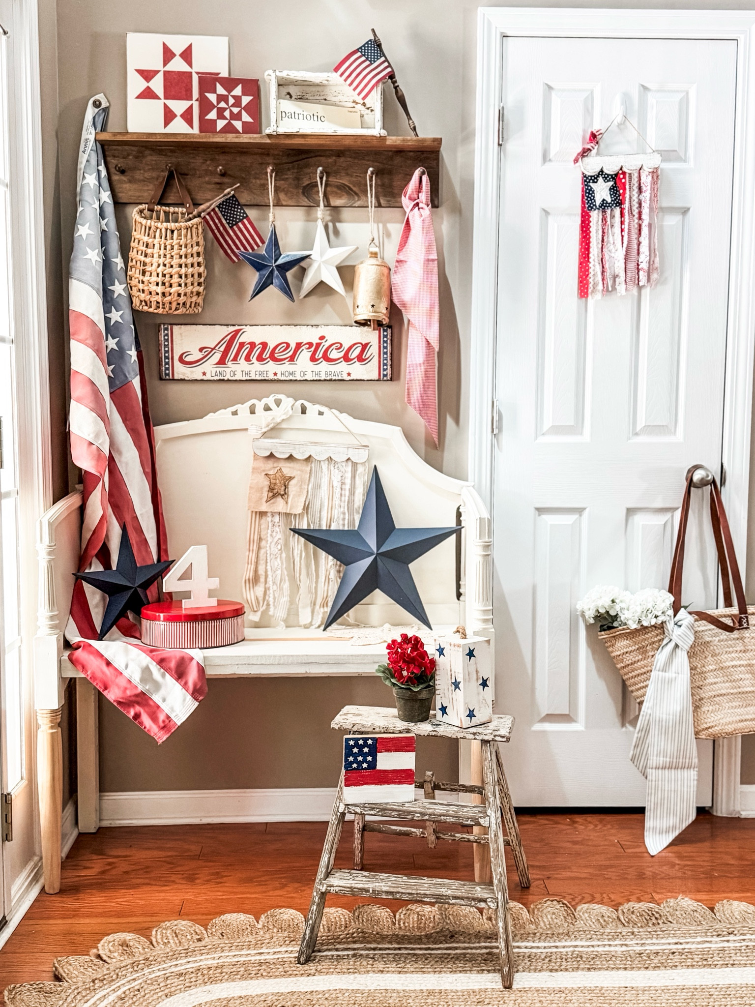 Patriotic entryway styling. 

#LTKSeasonal #LTKHome