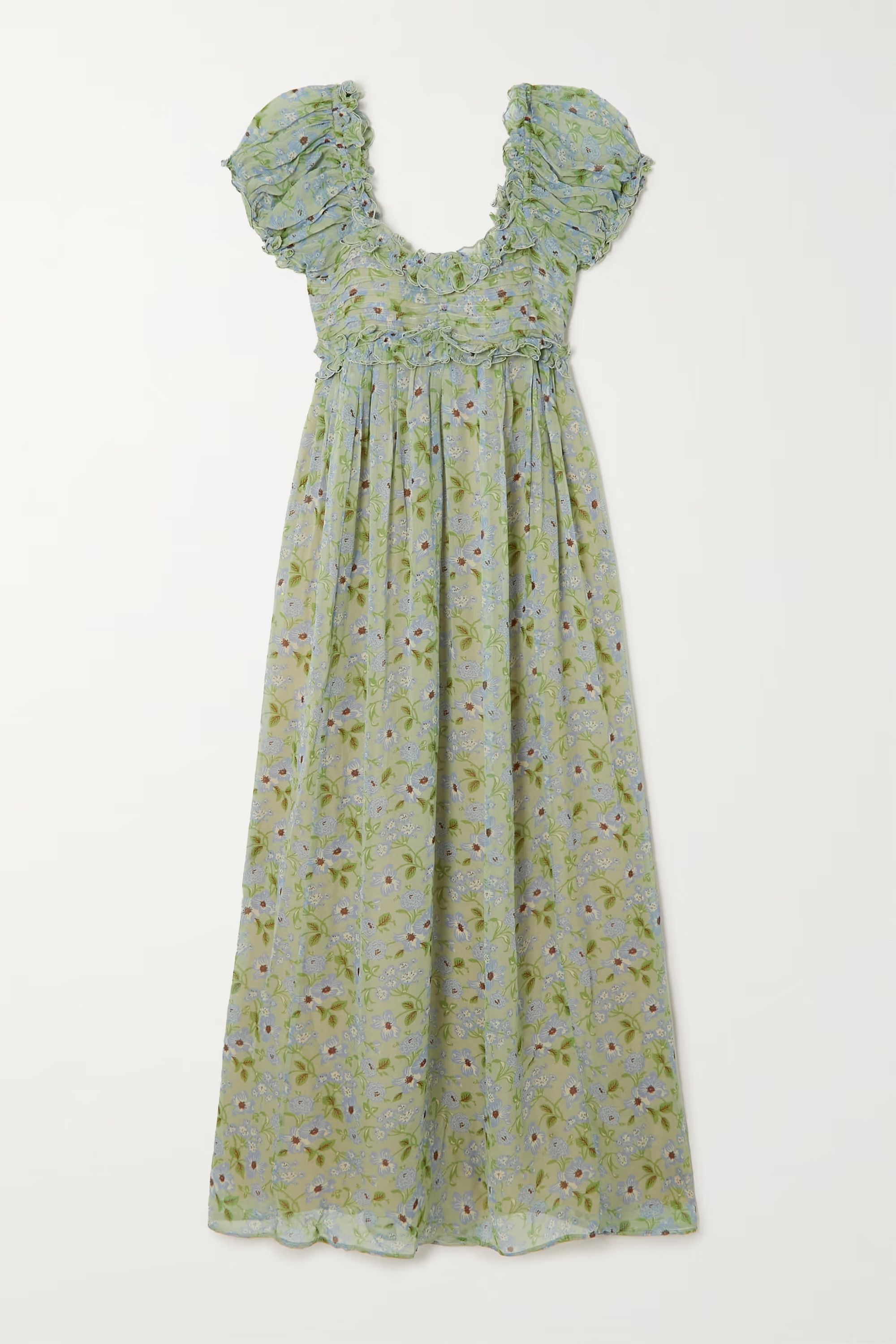 Drew ruffled floral-print silk-georgette maxi dress | NET-A-PORTER (US)
