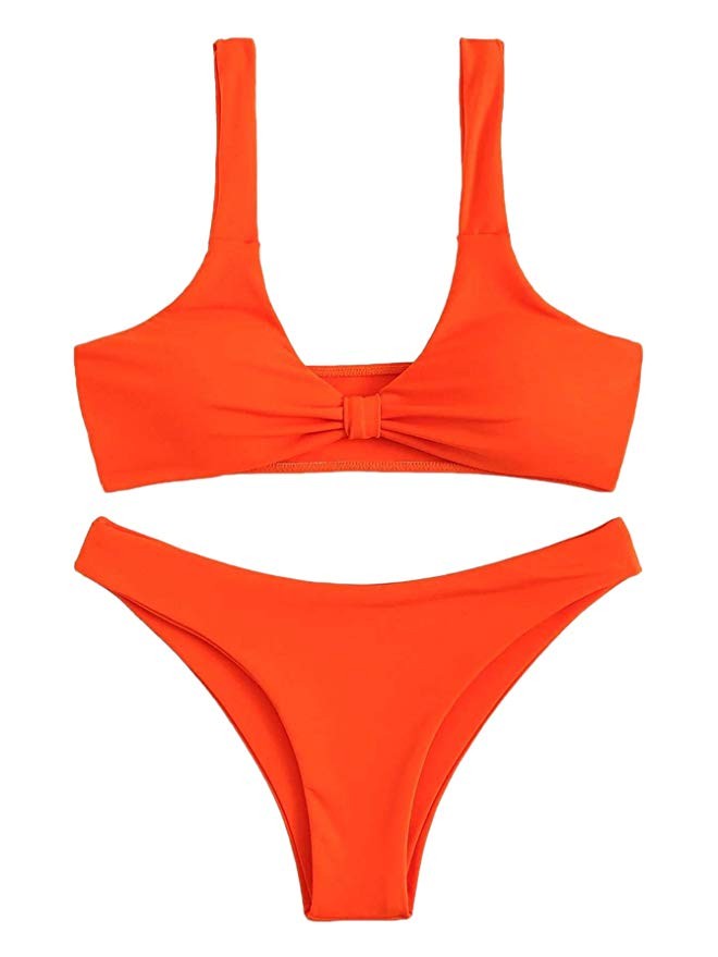 SweatyRocks Women's Sexy Bikini Swimsuit Tie Knot Front Leopard Print Swimwear Set | Amazon (US)