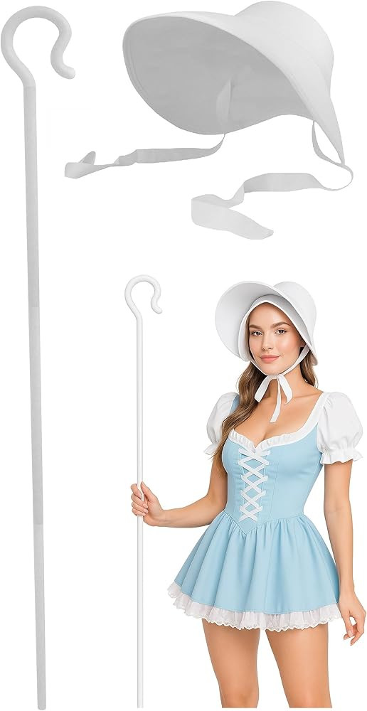 Nicky Bigs Novelties Adult Pilgrim Shepherd Little Bo Peep Bonnet and Crook Hook Staff Costume Se... | Amazon (US)