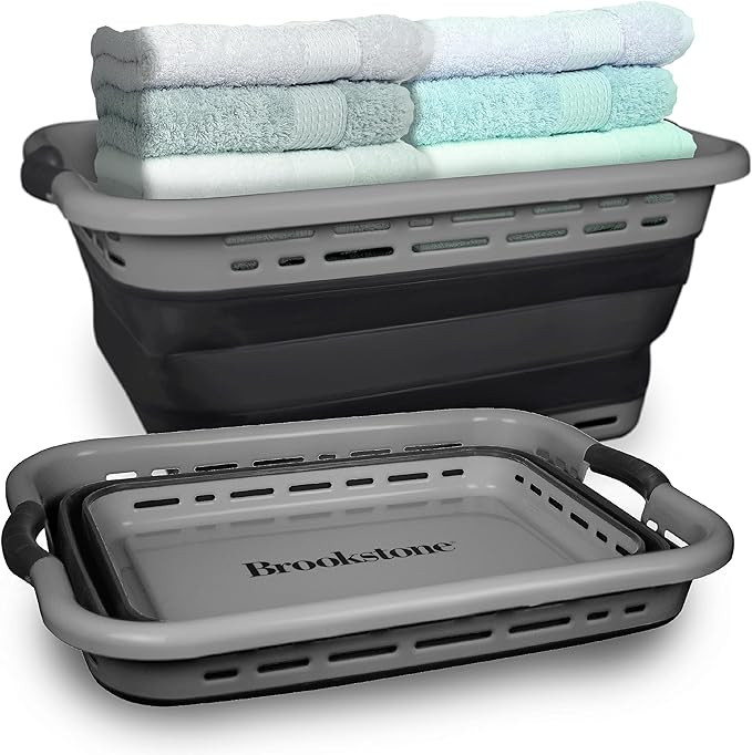 BROOKSTONE, 1 UNIT, 11 GALLONS - [OUR LARGEST BASKET EVER] 24" Collapsible Laundry Basket, Comfor... | Amazon (US)