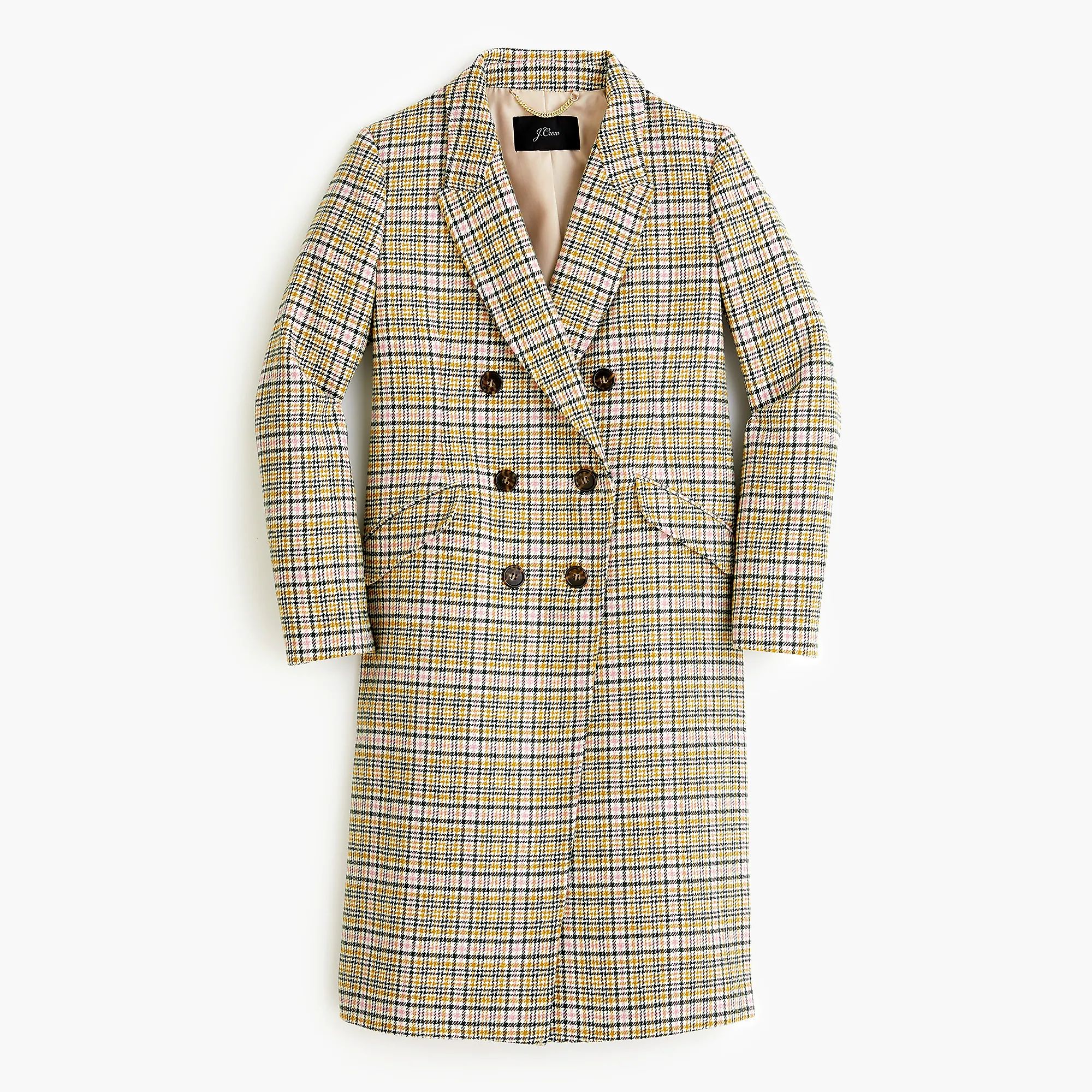 Long double-breasted topcoat in plaid | J.Crew US