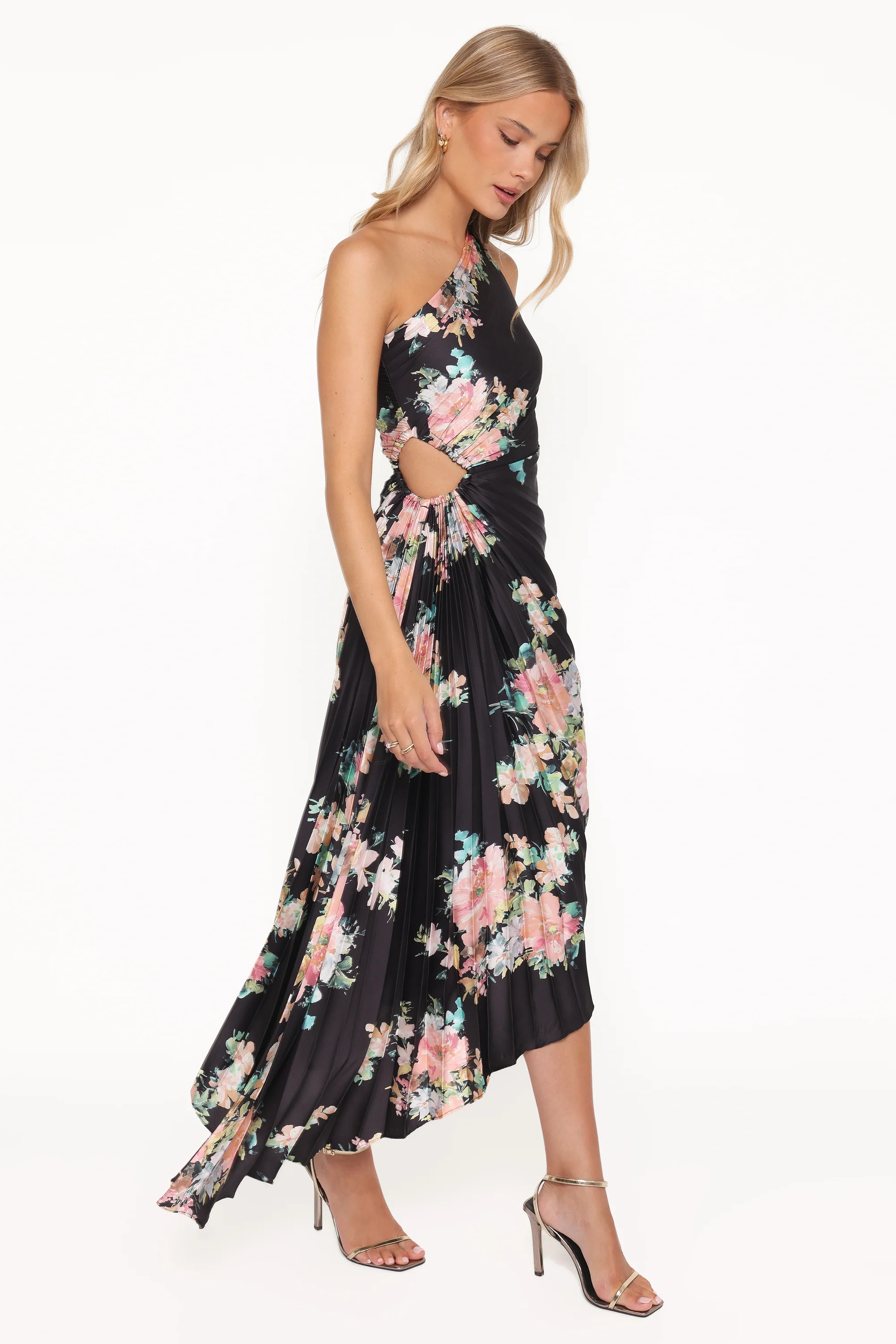 Kleo One Shoulder Maxi Dress - Black Floral | Petal & Pup (US)