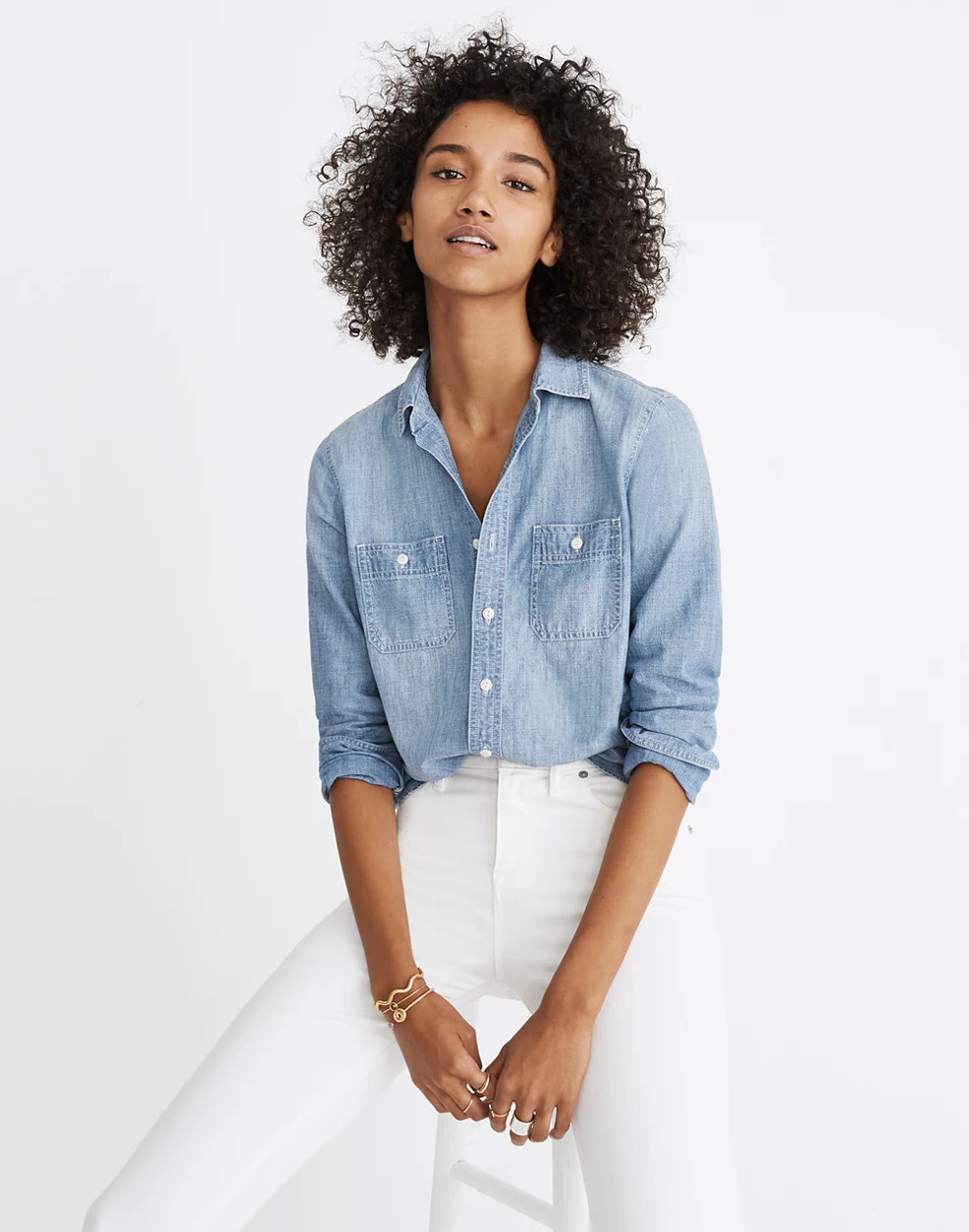 Chambray Classic Ex-Boyfriend Shirt in Mazzy Wash | Madewell