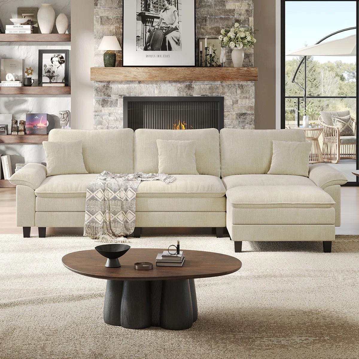 123'' Cloud Modular Couch Sofa, Oversized 3 Seat Comfy Sofa For Living Room, Sectional Couches With Ottoman, Detachable Seat Cushion & Backrest Cover, Chenille Fabric Beige

#LTKxMadewell #LTKselfcare #LTKmorningroutine