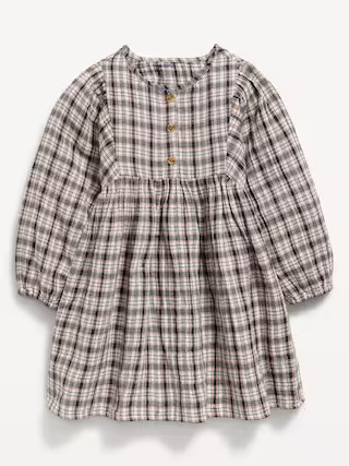 Long-Sleeve Plaid Dress for Toddler Girls | Old Navy (US)